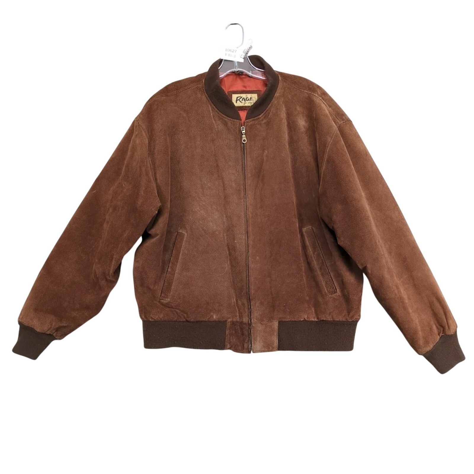 Vintage 90s Rage By Mirage Brown Suede Leather Bomber Jacket Mens Xl Oversized